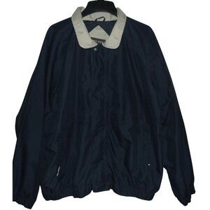 Tres Bien  Jacket Mens XL Navy Blue Tan windbreaker golf zip classic bomber